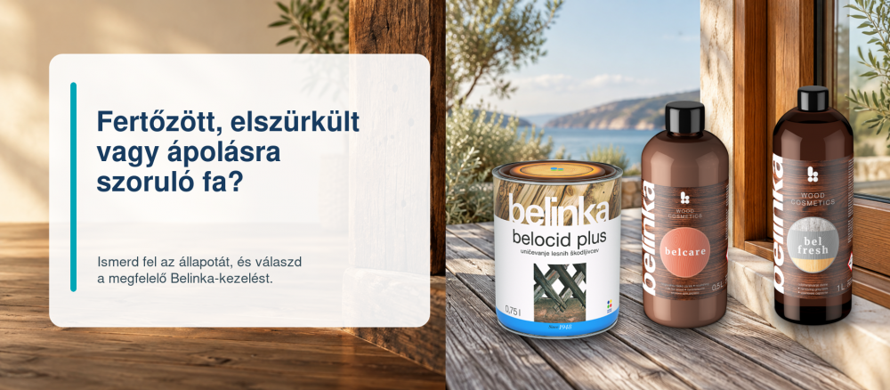 Faanyag-helyreállítás Belinka Belocid Plus, Belcare és Belfresh termékekkel