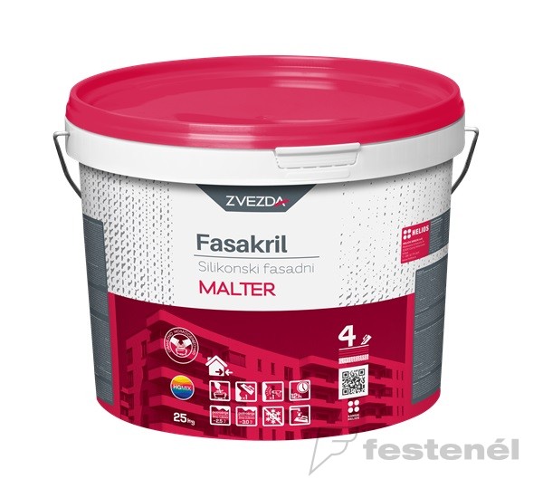 Fasakril szilikon szálerősített vakolat gördülő (R) 2 mm fehér 25 kg
